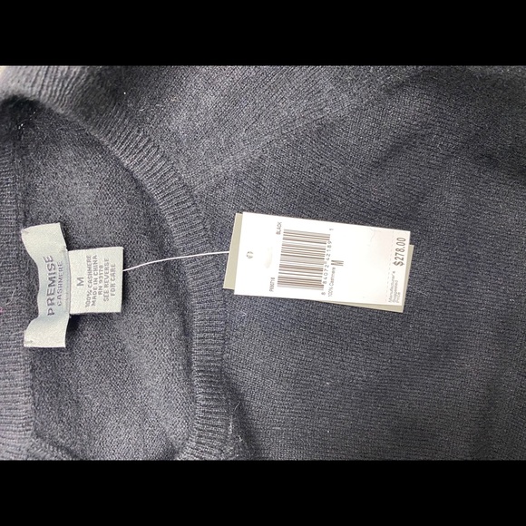 Premise Black 100% Cashmere Sweater With Fringe Sleeves Size Small and Medium - Picture 6 of 13